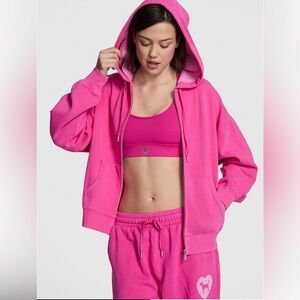 VS PINK IVY FLEECE CAMPUS FULL-ZIP HOODIE